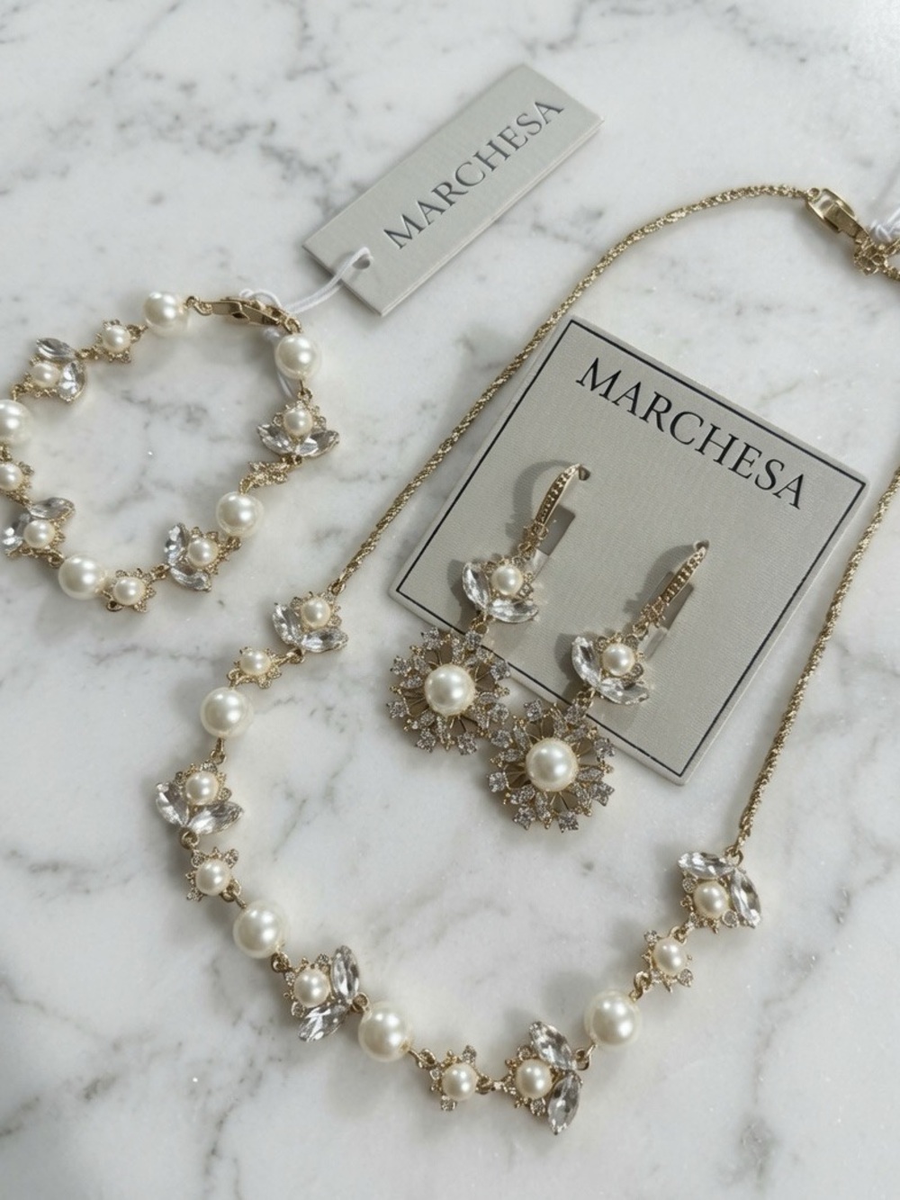 Elegant Marchesa Crystal Jewelry Set – Necklace, Bracelet & Earrings